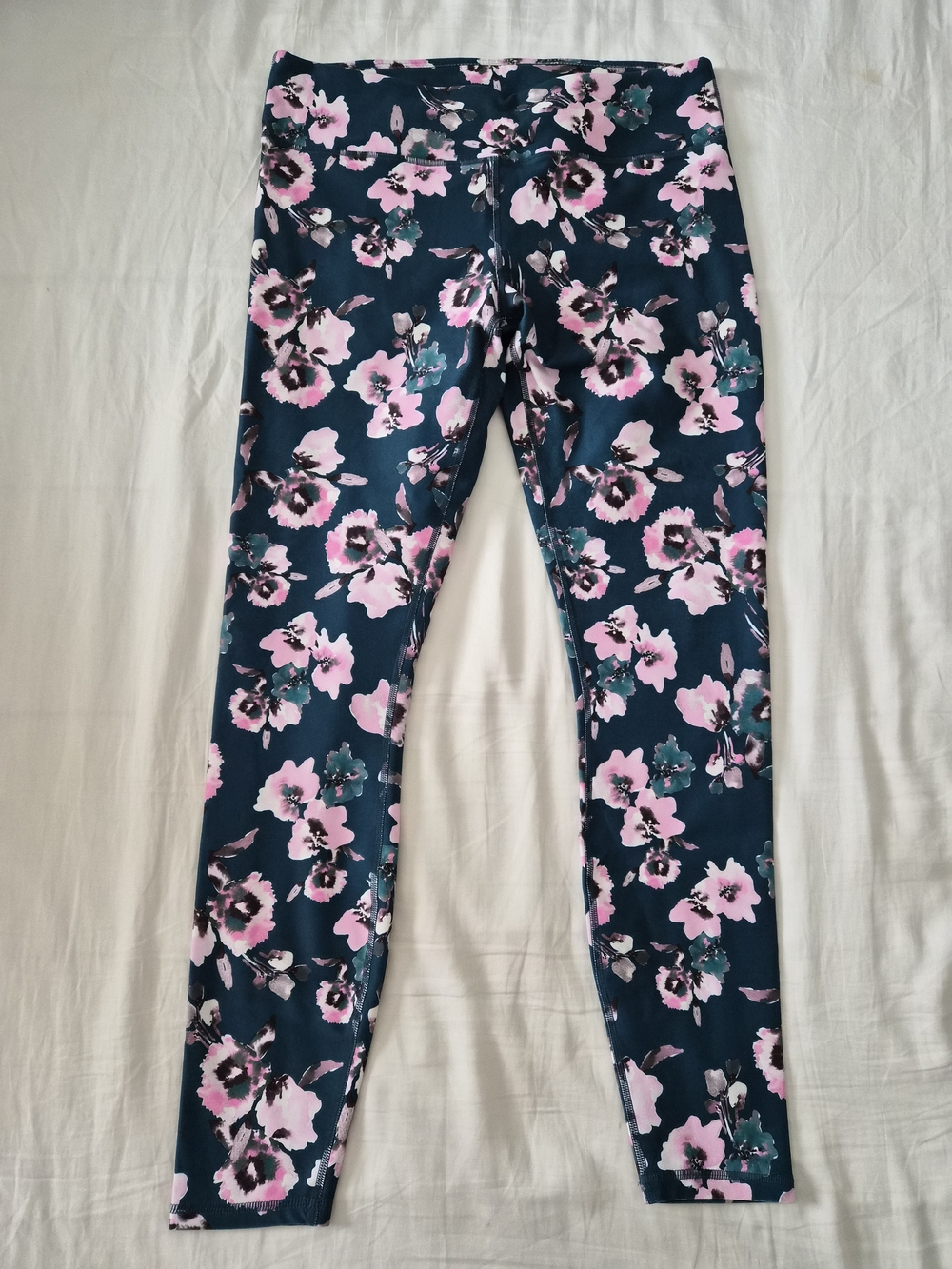 Fabletics Pink Floral Leggings on Teal